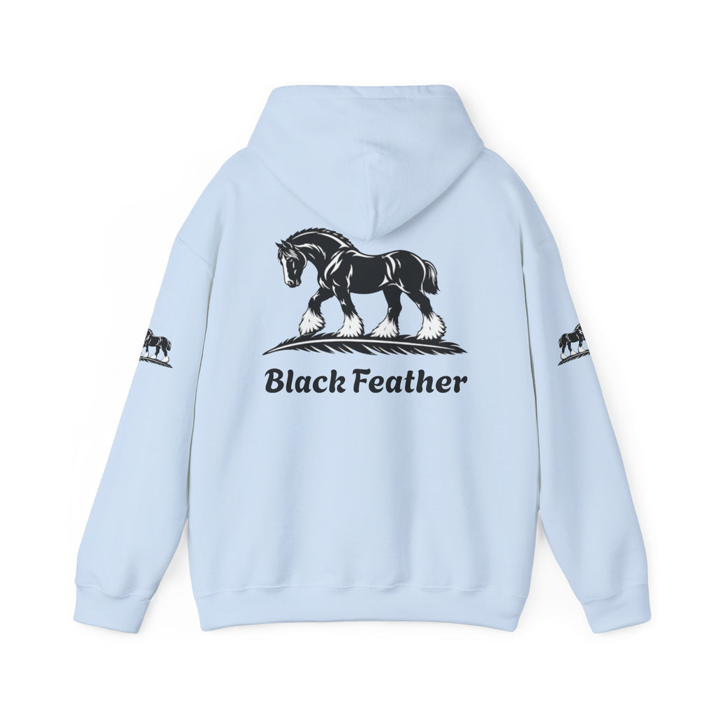 Black Feather Horse Hoodie — Equestrian Graphic Sweatshirt