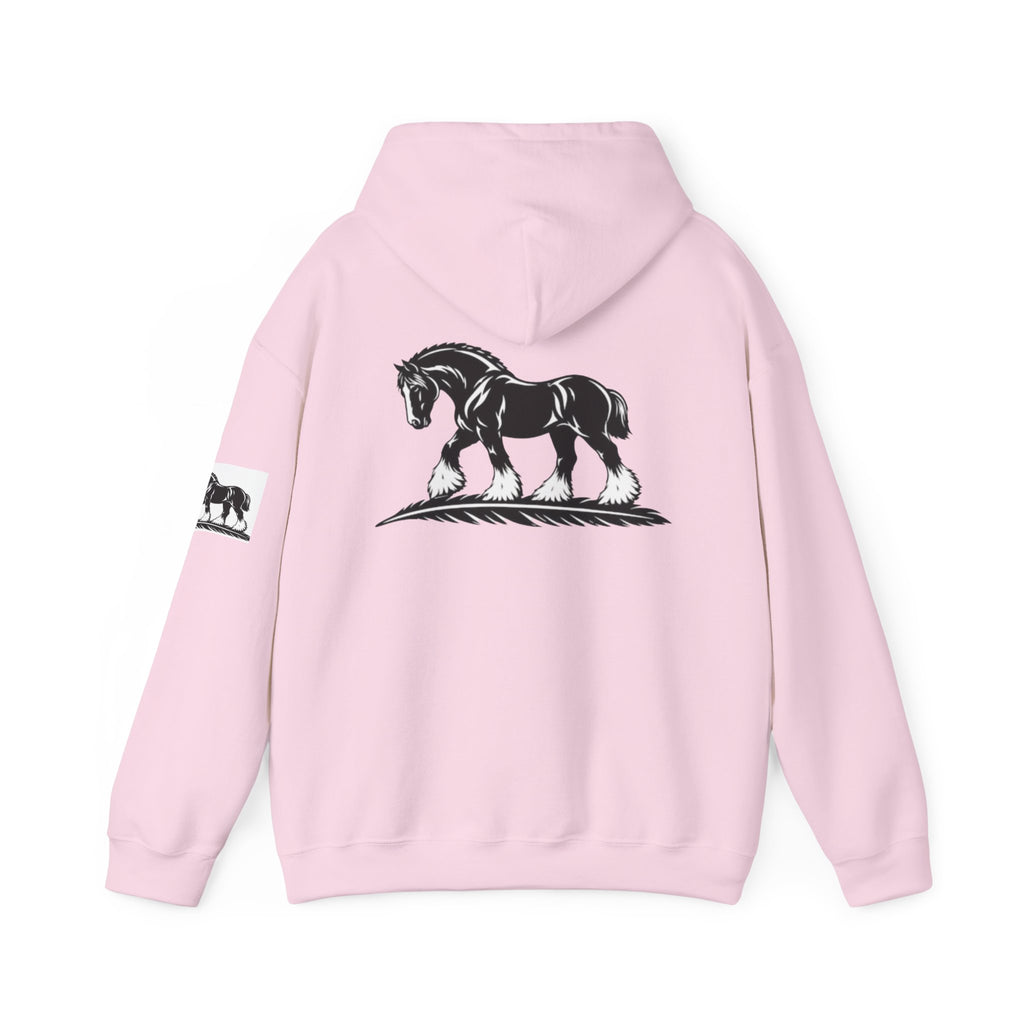 Elegant Shire Horse Silhouette Hoodie — Black Equestrian Graphic Sweatshirt