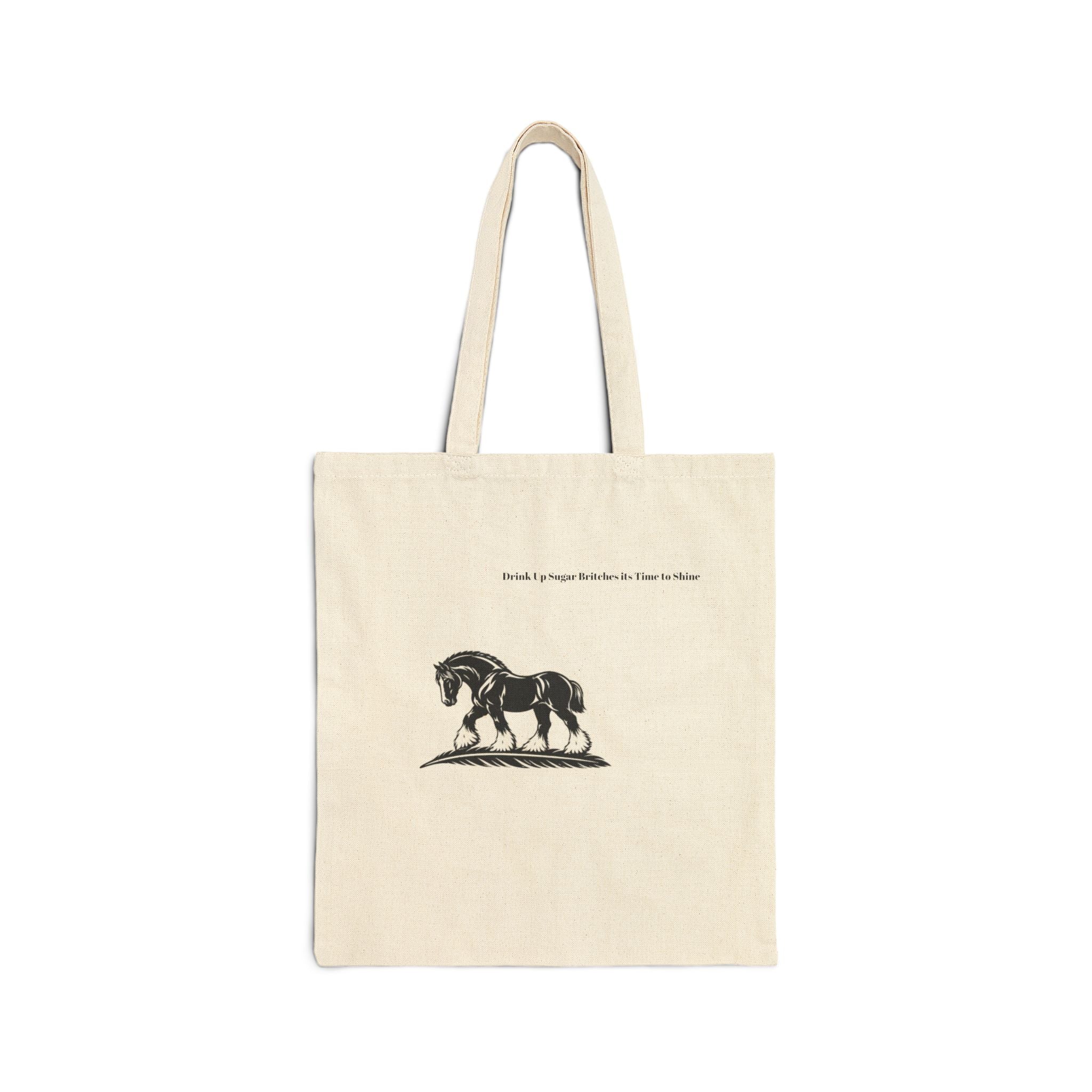 Vintage Horse Illustration Cotton Tote Bag — "I would if I could, but I can’t"