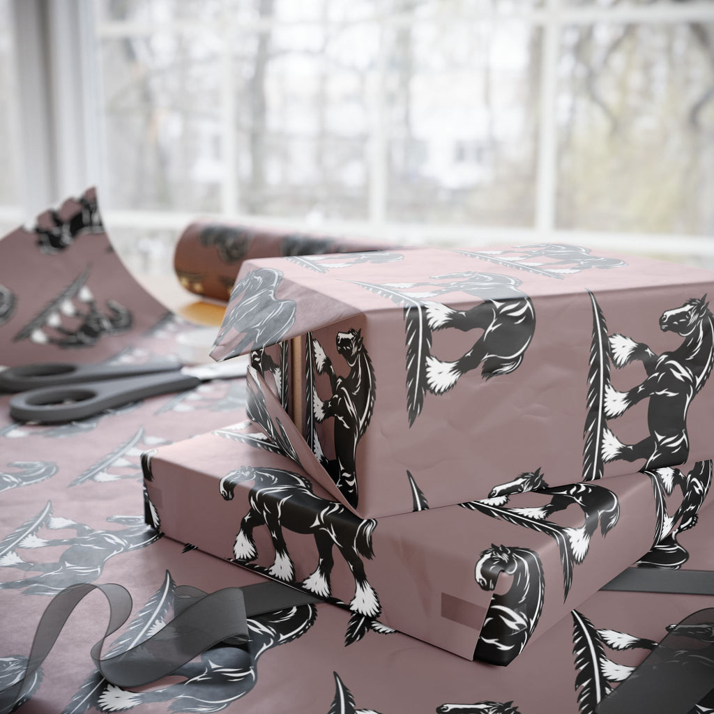 Horse Pattern Wrapping Paper – Vintage Mauve Equestrian Gift Wrap