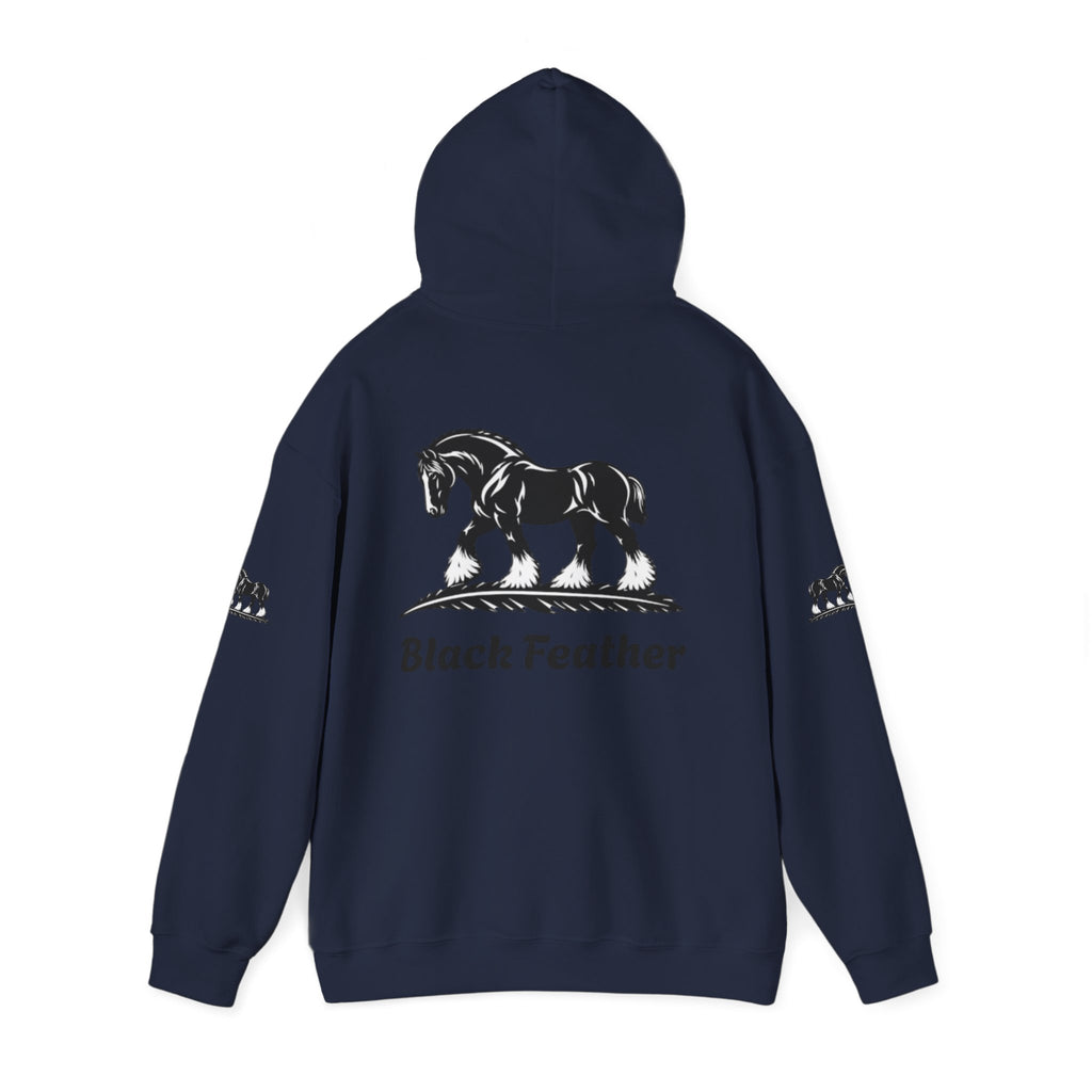 Black Feather Horse Hoodie — Equestrian Graphic Sweatshirt