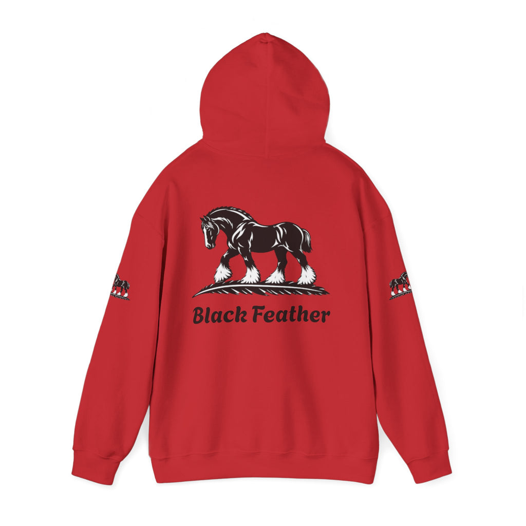 Black Feather Horse Hoodie — Equestrian Graphic Sweatshirt
