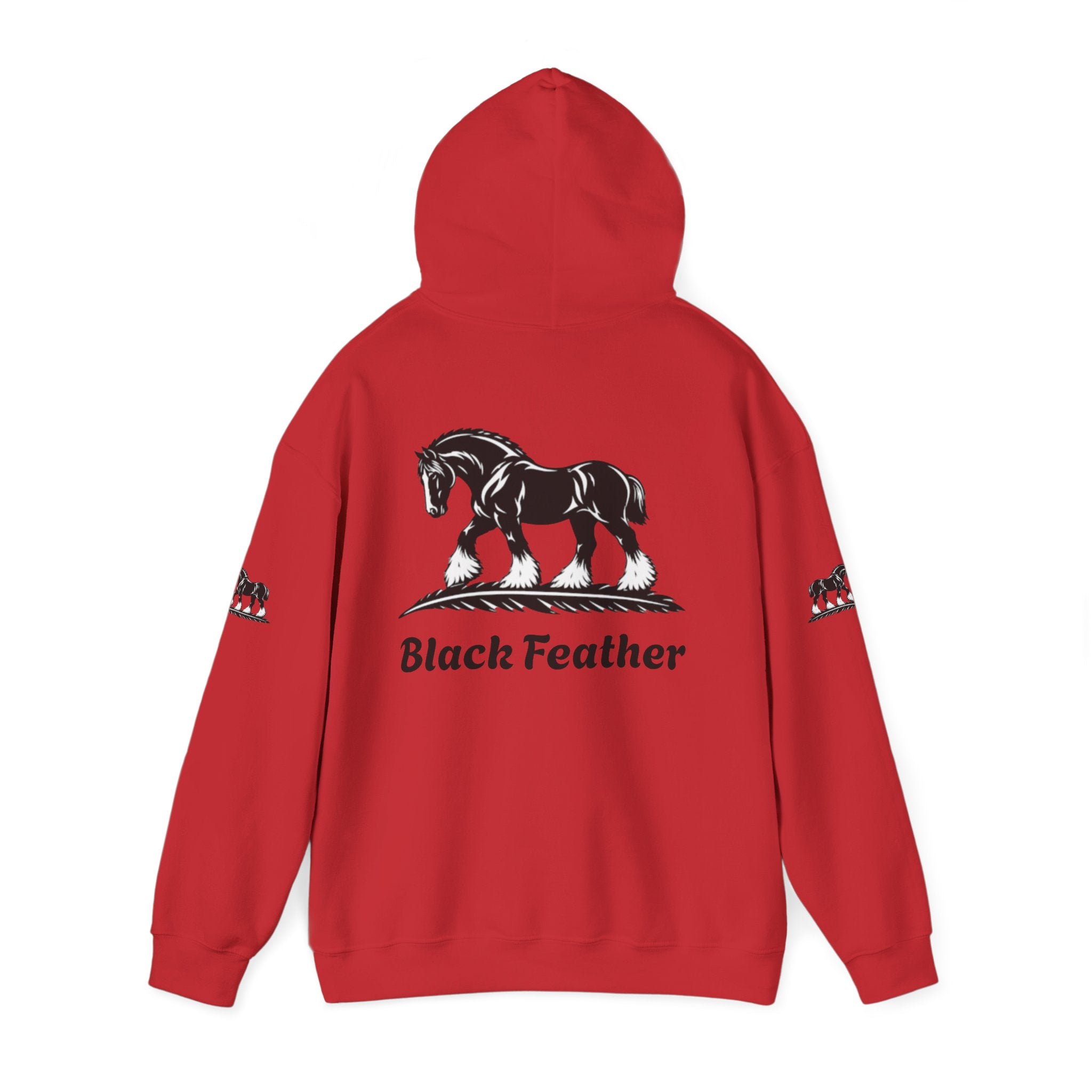 Black Feather Horse Hoodie — Equestrian Graphic Sweatshirt