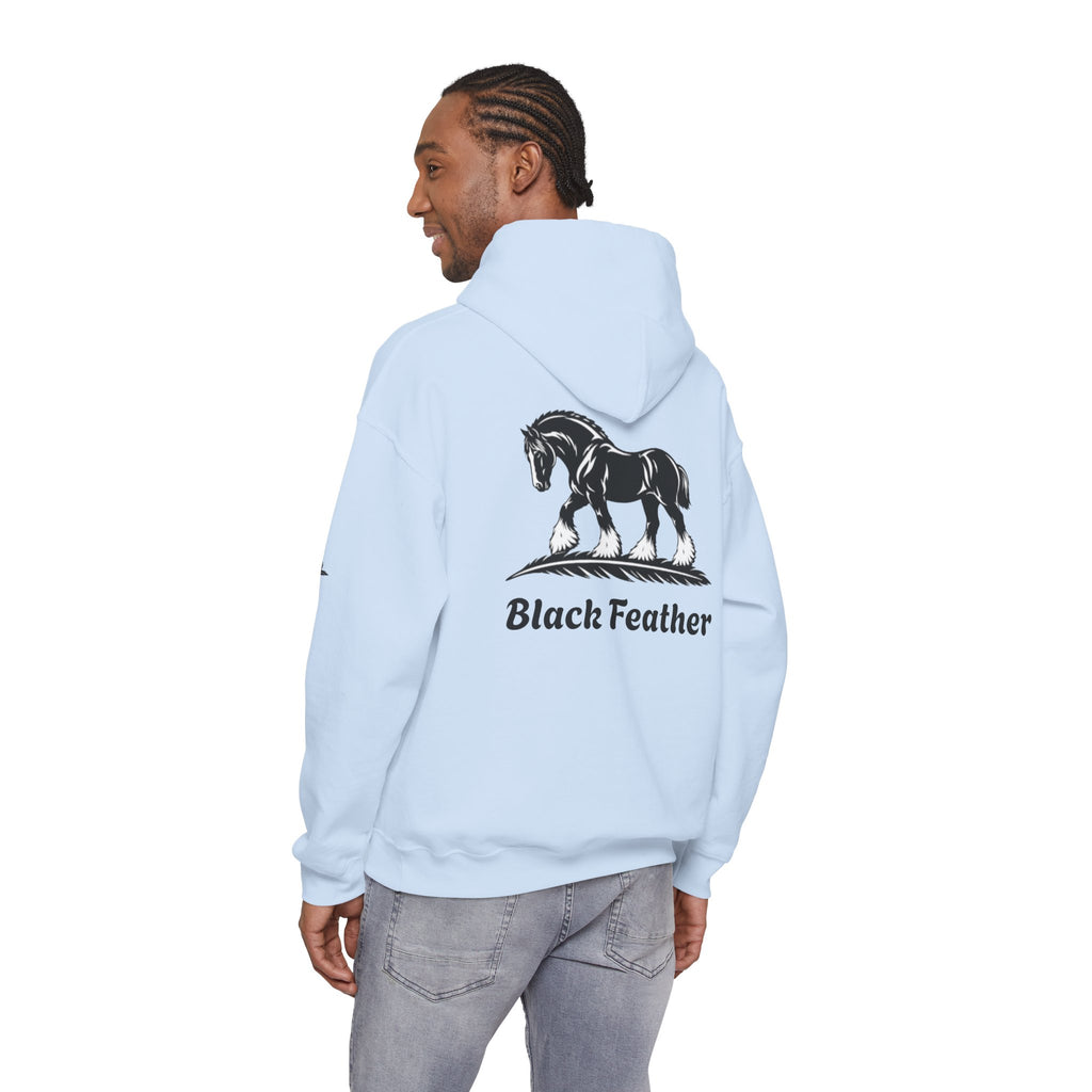 Black Feather Horse Hoodie — Equestrian Graphic Sweatshirt