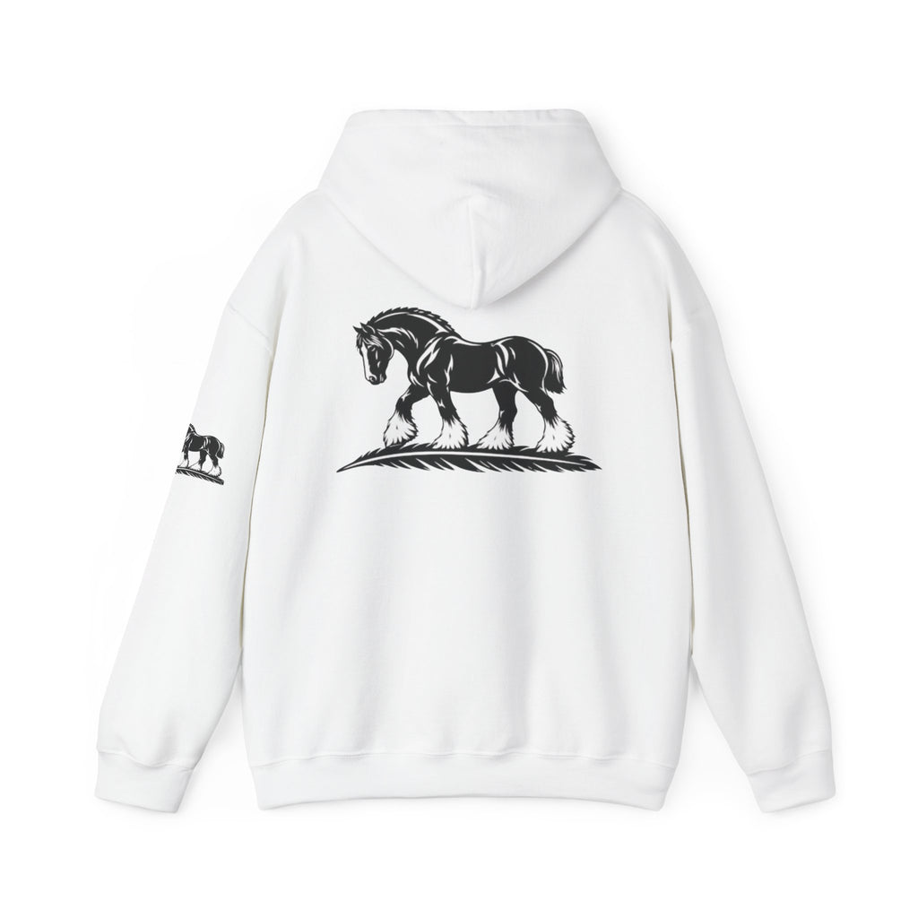 Elegant Shire Horse Silhouette Hoodie — Black Equestrian Graphic Sweatshirt