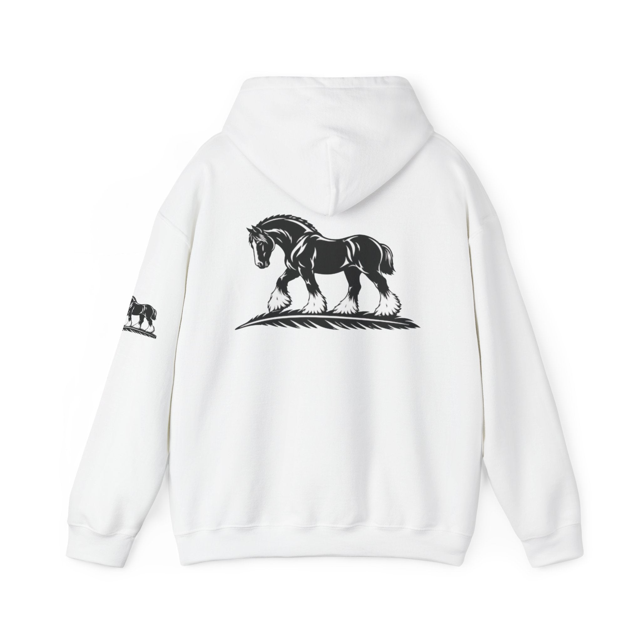 Elegant Shire Horse Silhouette Hoodie — Black Equestrian Graphic Sweatshirt