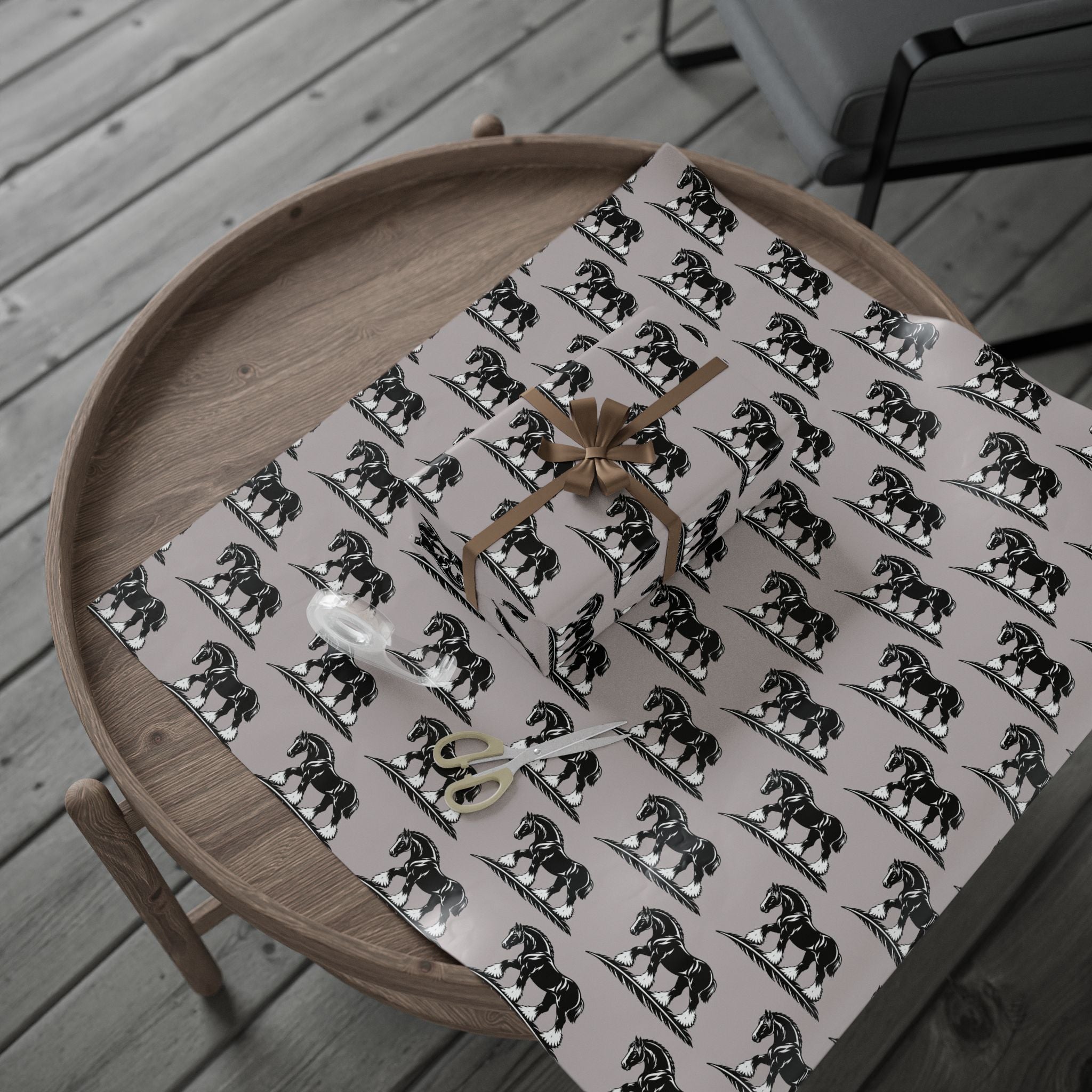 Horse Pattern Wrapping Paper - Rustic Equestrian Gift Wrap